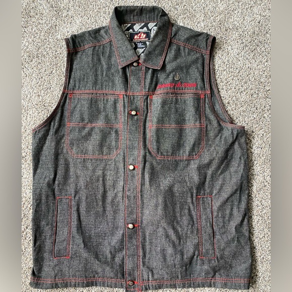 Johnny Blaze Mens Size 2XL Denim Trucker Motorcycle MEN'S Vest Black - Picture 1 of 10